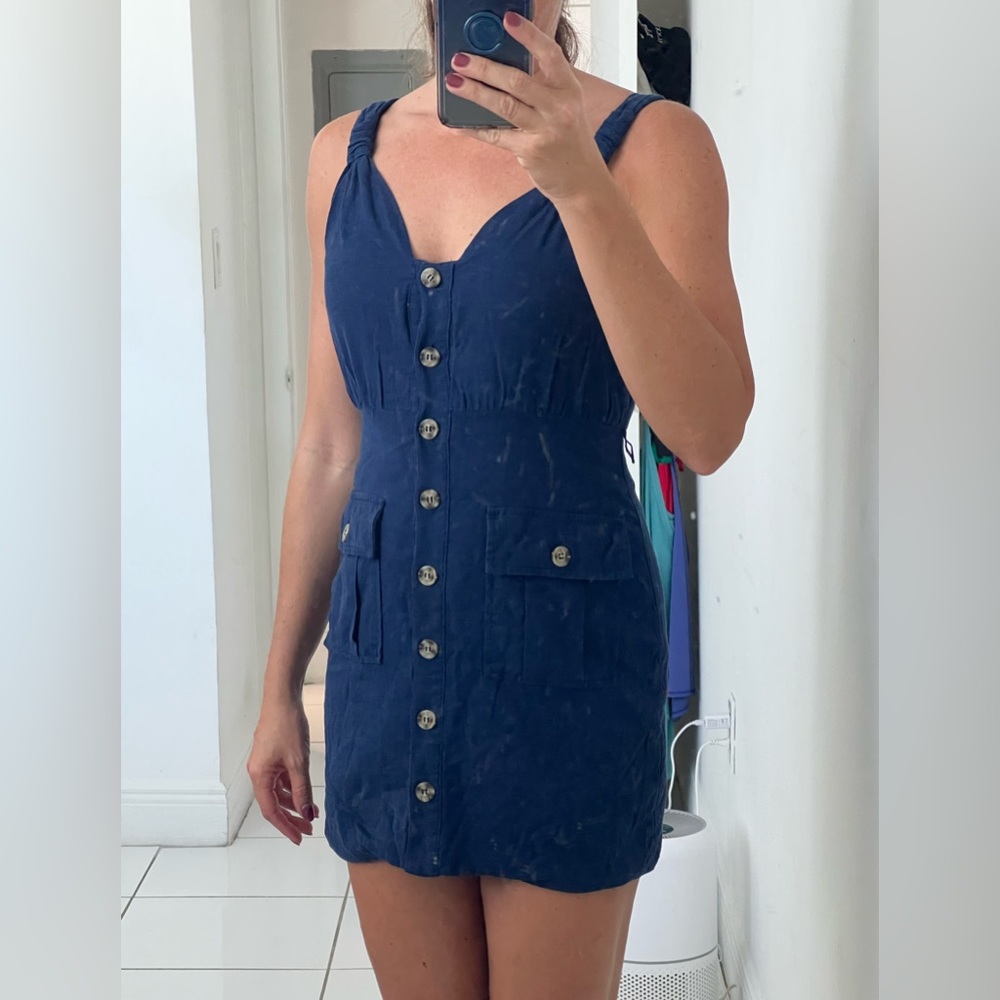 Navy Blue Button Up Lulus Dress